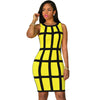 Summer Dress New Fashion Women O-Neck Sleeveless Plaid Sexy Bodycon Mini Dress Night Club Wear Party Dresses Clothing