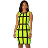 Summer Dress New Fashion Women O-Neck Sleeveless Plaid Sexy Bodycon Mini Dress Night Club Wear Party Dresses Clothing