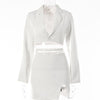 Kpop Sexy Crop Top Blazers Mini Skirts Two Piece Dress Set Women's Spring Summer Suit Jacket Bandage Skirt Outfits Solid Coats