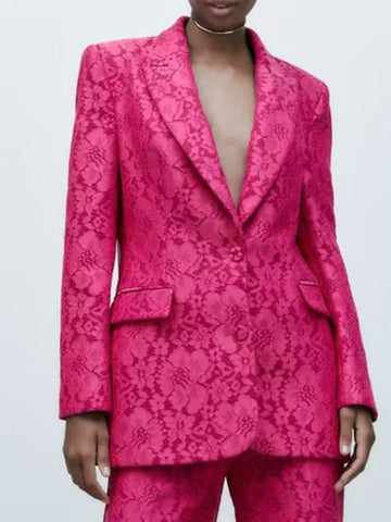 Kumsvag 2023 Autumn Women Lace Slim Blazers Coats Suit Casual Solid Single Breasted Female Elegant Street Blazer Outerwear Cloth