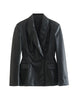 Kumsvag 2023 Autumn Women Slim PU Blazers Coats Suit Casual Solid Double Breasted Female Elegant Street OL Blazer Clothing