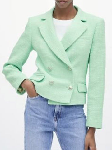 Kumsvag 2023 Autumn Women Veins Short Blazers Coats Suit Casual Slim Solid Double Breasted Female Elegant OL Blazer Clothing