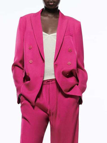 Kumsvag 2023 Spring Women Blazers Coats Suits Casual Solid Loose Double Breasted Female Elegant Blazer Clothing