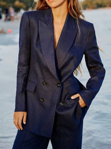 Kumsvag 2023 Summer Women Loose Blazers Coats Suit Casual Solid Double Breasted Female Elegant Street OL Blazer Outerwear