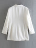 Kumsvag 2023 Summer Women Satin Blazers Coats Suit Casual White Loose Double Breasted Female Elegant Long Blazer Outerwear