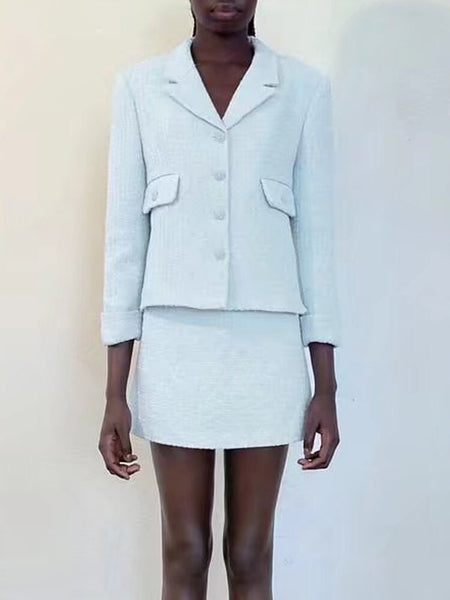 Kumsvag 2023 Womens Blazers Coats Casual Solid Veins Single Breasted Pockers Slim Female Elegant Street Short Blazer Outerwear