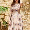 Kuzuwata 2022 Summer  Japanese Vestidos Print O Neck Sleeveless Bowknot Shoulder Strap Ribbon Dresses Sweet Women's Robe