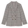 Kuzuwata Japanese Suits 2022 Early Autumn Women Jackets Simple Solid Plaid Lapel Long Sleeve Pockets Double Breasted Blazers