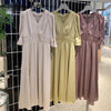 Kuzuwata V Nek Pulolover Long Sleeve Dress Women High Waist Hip A Line Long Vestidos Spring 2022  Work Style Ol Robe Sim