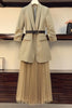 L-4XL Plus Size Women's 2022 Spring and Autumn Loose Fold-sleeved Ladies Blazer + Fashionable Long Mesh Skirt Two-piece Suit