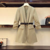L-4XL Plus Size Women's 2022 Spring and Autumn Loose Fold-sleeved Ladies Blazer + Fashionable Long Mesh Skirt Two-piece Suit