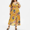 L-5xl Plus Size  Women Dress Elegance Short Sleeve Floral Irregular Dress Sleeve High Low Maxi Dress Beach Holiday Robe