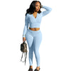 L290 Spring Women Outfits Casual High Stretch Two Piece Set Solid Color Sexy Zipper Top an pants Skinny sweatsuits Set Women