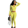 L290 Spring Women Outfits Casual High Stretch Two Piece Set Solid Color Sexy Zipper Top an pants Skinny sweatsuits Set Women