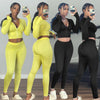 L290 Spring Women Outfits Casual High Stretch Two Piece Set Solid Color Sexy Zipper Top an pants Skinny sweatsuits Set Women