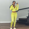 L290 Spring Women Outfits Casual High Stretch Two Piece Set Solid Color Sexy Zipper Top an pants Skinny sweatsuits Set Women