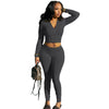 L290 Spring Women Outfits Casual High Stretch Two Piece Set Solid Color Sexy Zipper Top an pants Skinny sweatsuits Set Women