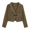 L5YD Women Work Office Jacket Solid Color Long Sleeve Lapel Solid Loose Cardigan Coat