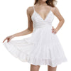 2022 Summer Party Dresses Women Tunic Backless White Lace Up Vestidos Sleeveless Mini Dress Sexy Deep V Neck Beach Dress