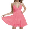 2022 Summer Party Dresses Women Tunic Backless White Lace Up Vestidos Sleeveless Mini Dress Sexy Deep V Neck Beach Dress