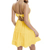 2022 Summer Party Dresses Women Tunic Backless White Lace Up Vestidos Sleeveless Mini Dress Sexy Deep V Neck Beach Dress