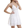 2022 Summer Party Dresses Women Tunic Backless White Lace Up Vestidos Sleeveless Mini Dress Sexy Deep V Neck Beach Dress