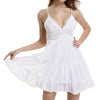 2022 Summer Party Dresses Women Tunic Backless White Lace Up Vestidos Sleeveless Mini Dress Sexy Deep V Neck Beach Dress