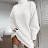 LAIWEIS Elegant sweater dresses for wome turtleneck long sleeve solid loose thicken basic autumn winter knitted dress