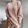 LAIWEIS Elegant sweater dresses for wome turtleneck long sleeve solid loose thicken basic autumn winter knitted dress