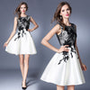Brand Europe Style Women Clothing New Summer Fashion Flowers Embroidery Dress O-neck Sleeveless Layered Vintage Dresses