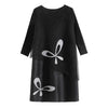 LANMREM 2022 Autumn Buttefly Diamond Patchwork Mesh Dress Female Pleated Loose Design Dresses Women Clothes 2W1948