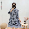 LANMREM 2022 Autumn Dress Three Quarter Sleeved Pleated Print Dresses For Women Tide 2A2896