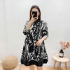 LANMREM 2022 Autumn Dress Three Quarter Sleeved Pleated Print Dresses For Women Tide 2A2896