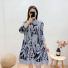 LANMREM 2022 Autumn Dress Three Quarter Sleeved Pleated Print Dresses For Women Tide 2A2896