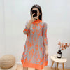 LANMREM 2022 Autumn Dress Three Quarter Sleeved Pleated Print Dresses For Women Tide 2A2896