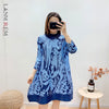 LANMREM 2022 Autumn Dress Three Quarter Sleeved Pleated Print Dresses For Women Tide 2A2896