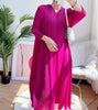 LANMREM 2022 Autumn Pleated Three-quarter Sleeve Long-sleeved Black Dress Loose All-match Solid Color Cloth For Women 2A2566