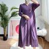 LANMREM 2022 Autumn Pleated Three-quarter Sleeve Long-sleeved Black Dress Loose All-match Solid Color Cloth For Women 2A2566