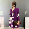 LANMREM 2022 Autumn Pleated Wave Point Dress Female Loose Three Quarter Sleeve Single Breasted Dresses Women 2W2089