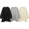 LANMREM 2022 Autumn Winter Casual Women Short Dress Solid Color Wild Loose  Ruffled Dress TC109