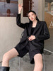 LANMREM 2022 Autumn Winter Iron Button Suit Coat Women Long Sleeve Loose Black Temperament Blazer Female 2W1020