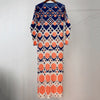LANMREM 2022 Spring Autumn Pleated Printed Dress Female Three Quarter Sleeve Loose Round Neck Dresses Women's 2W2121