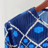 LANMREM 2022 Spring Autumn Pleated Printed Dress Female Three Quarter Sleeve Loose Round Neck Dresses Women's 2W2121