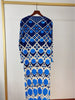 LANMREM 2022 Spring Autumn Pleated Printed Dress Female Three Quarter Sleeve Loose Round Neck Dresses Women's 2W2121