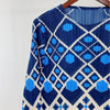 LANMREM 2022 Spring Autumn Pleated Printed Dress Female Three Quarter Sleeve Loose Round Neck Dresses Women's 2W2121