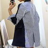 LANMREM 2023 Autumn Casual Women Loose Vintage Stitching Stripes Back Slit Long Sleeve BlazerTC806
