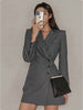 LANMREM 2023 Autumn Single Breasted Long Sleeve Asymmetric Blazer Korean Style Slim Notched Female Casual Coat 2R2862