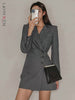 LANMREM 2023 Autumn Single Breasted Long Sleeve Asymmetric Blazer Korean Style Slim Notched Female Casual Coat 2R2862