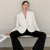 LANMREM 2023 Women Autumn Double Breasted Patchwork Fake Two Piece Notched Solid Color Ladies Blazer 2J269