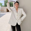 LANMREM 2023 Women Autumn Double Breasted Patchwork Fake Two Piece Notched Solid Color Ladies Blazer 2J269